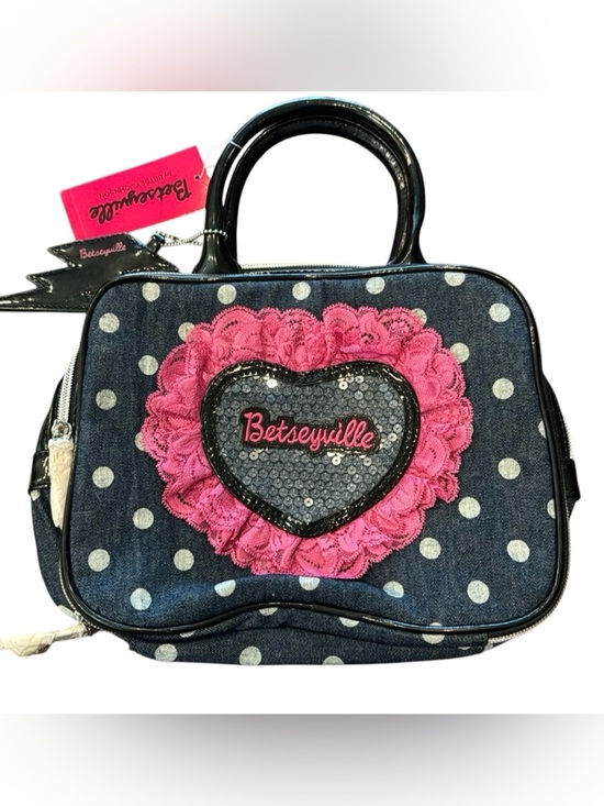 Betsey Johnson Handbags - Betsey Johnson Heart Lace Betseyville Make-Up Travel Bag, Denim, NWT!